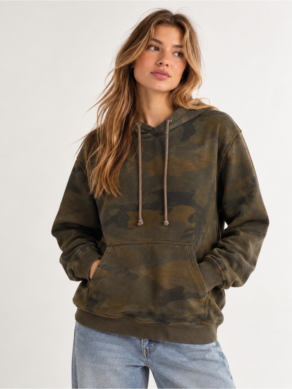 Abercrombie & Fitch Camo Pullover Hoodie Green Size Small